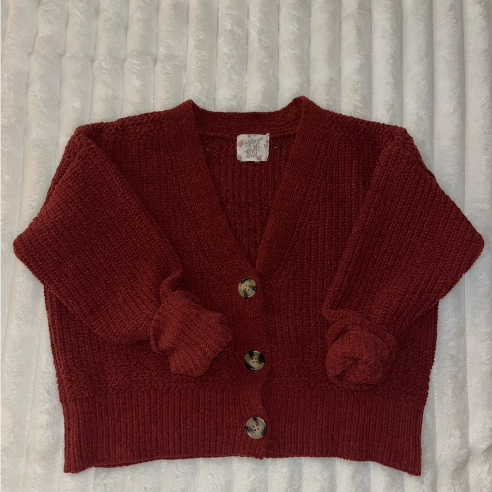 Cropped button sweater